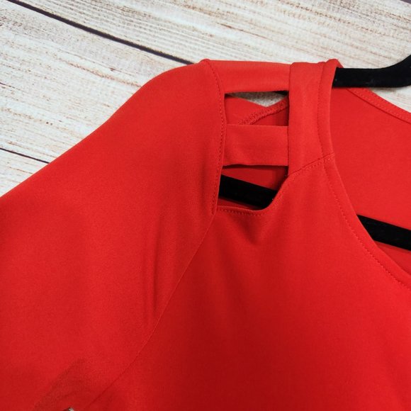 New With Tags Thalia Sodi Women's Size XS Eternal Red Keyhole Blouse 3/4 Sleeves - Picture 4 of 14